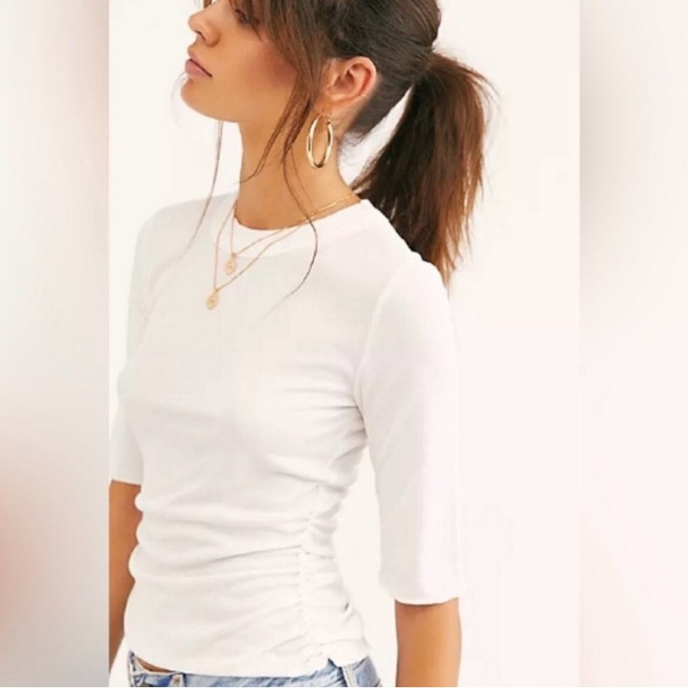Free People Intimates White Short Sleeve Shirt Top